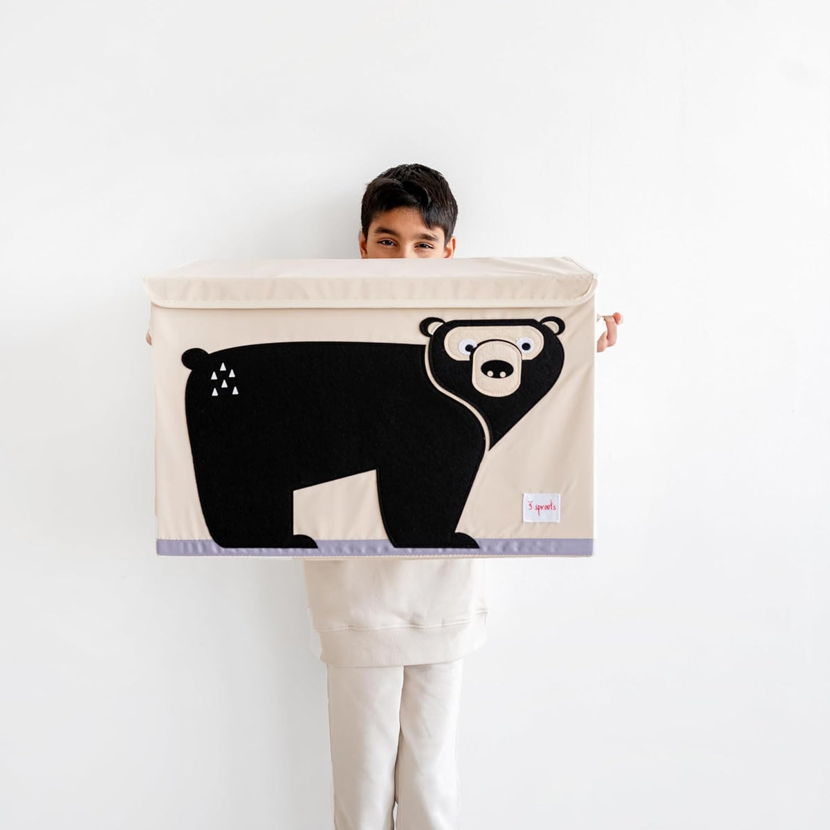 Large Toy Chest, Lid and Handles, Collapsible Bin, Bear