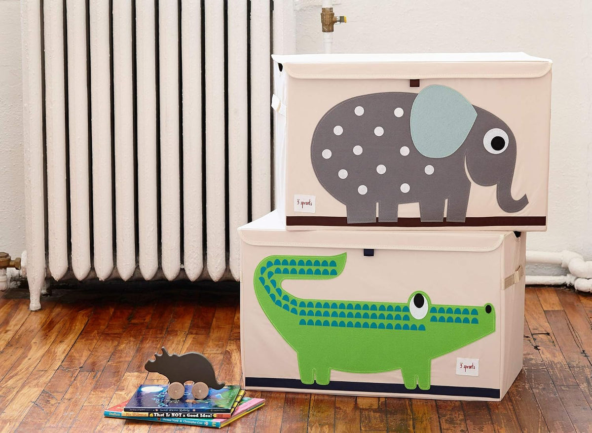 Large Toy Chest, Lid and Handles, Collapsible Bin, Bear