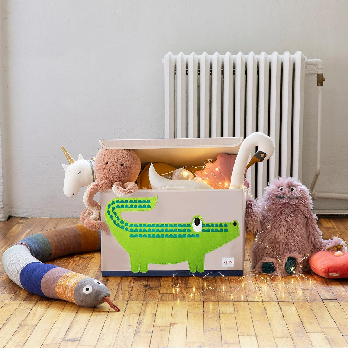 Large Toy Chest, Lid and Handles, Collapsible Bin, Bear