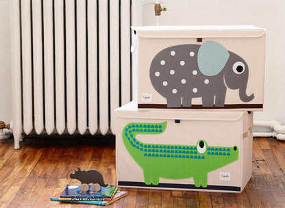 Large Toy Chest, Lid and Handles, Collapsible Bin, Bear