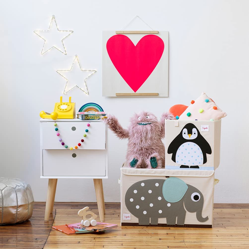 Large Toy Chest, Lid and Handles, Collapsible Bin, Bear
