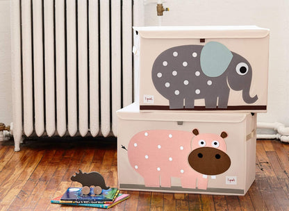 Large Toy Chest, Lid and Handles, Collapsible Bin, Bear