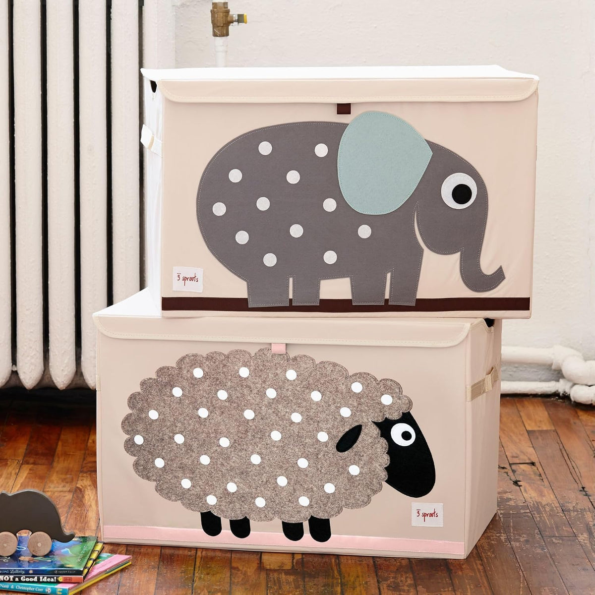 Large Toy Chest, Lid and Handles, Collapsible Bin, Bear