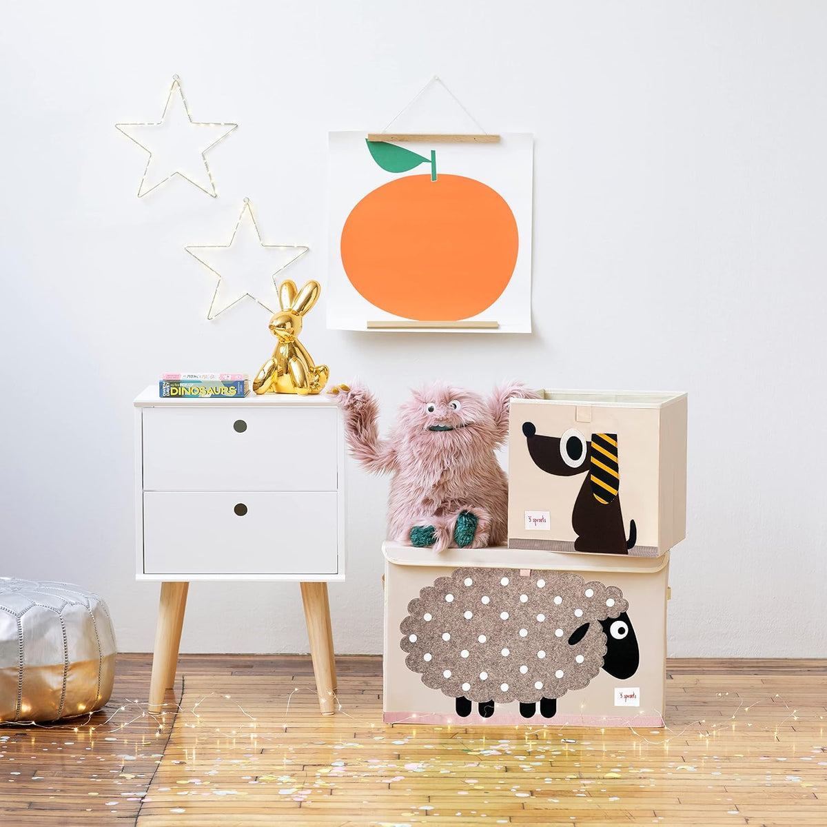 Large Toy Chest, Lid and Handles, Collapsible Bin, Bear