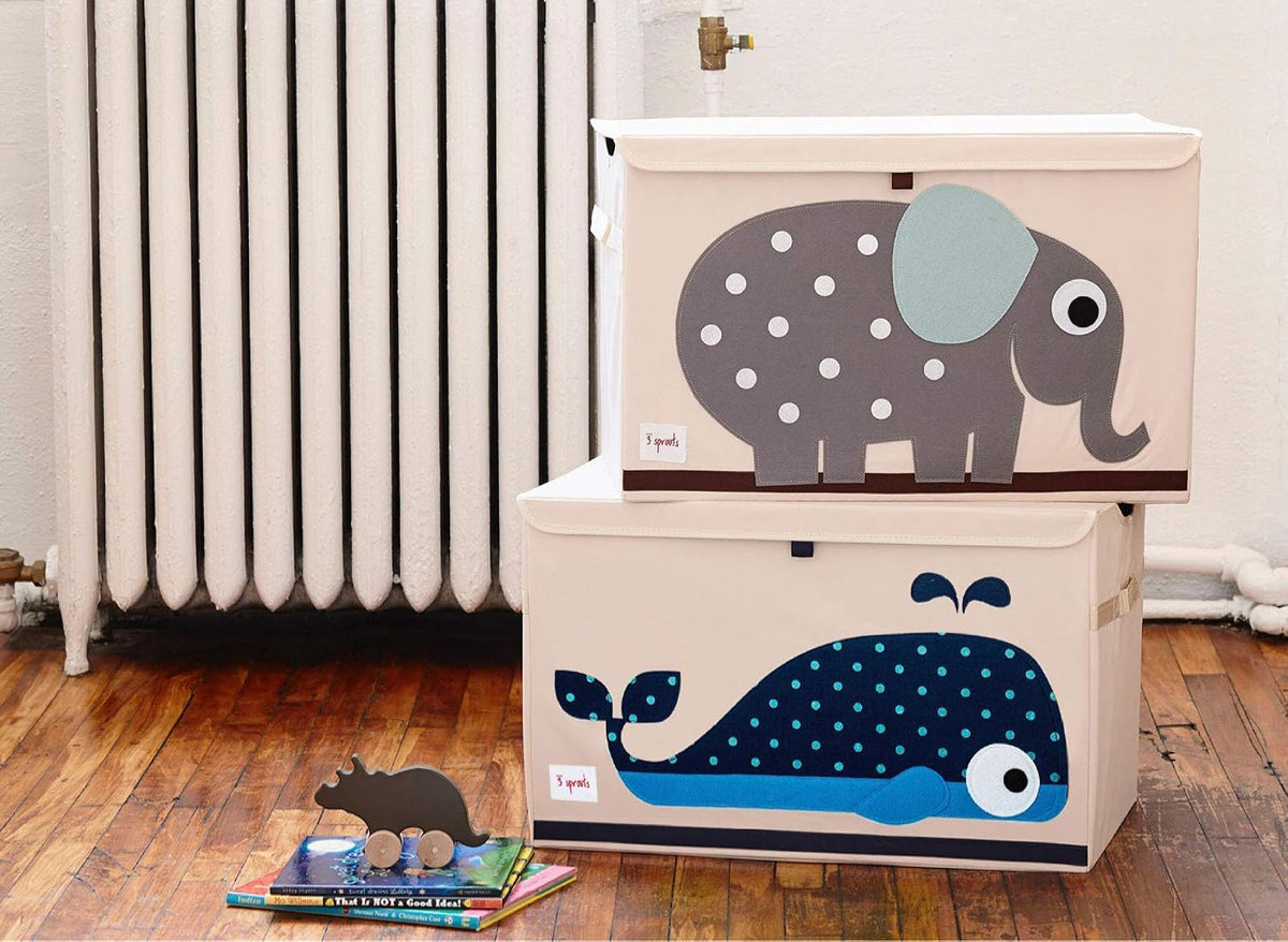 Large Toy Chest, Lid and Handles, Collapsible Bin, Bear