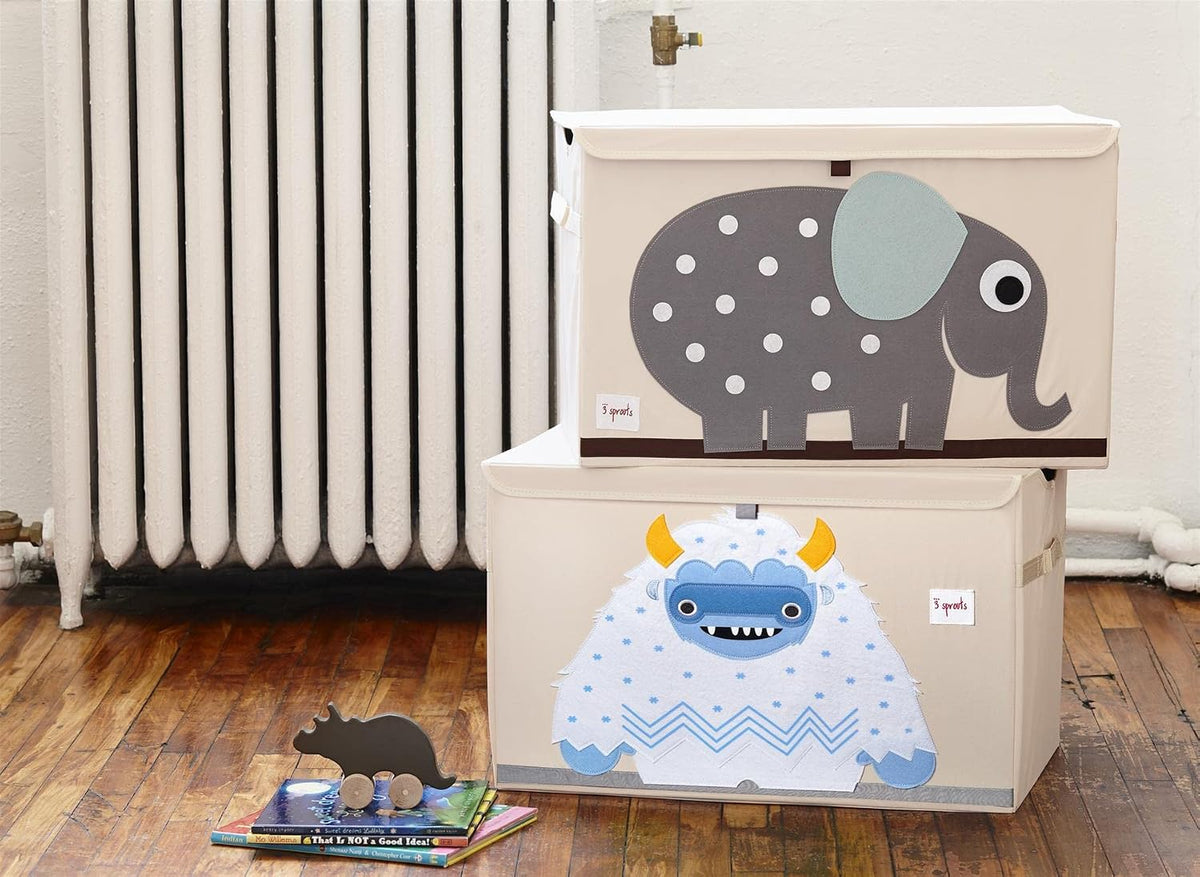 Large Toy Chest, Lid and Handles, Collapsible Bin, Bear