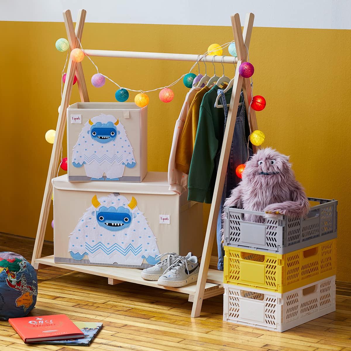 Large Toy Chest, Lid and Handles, Collapsible Bin, Bear