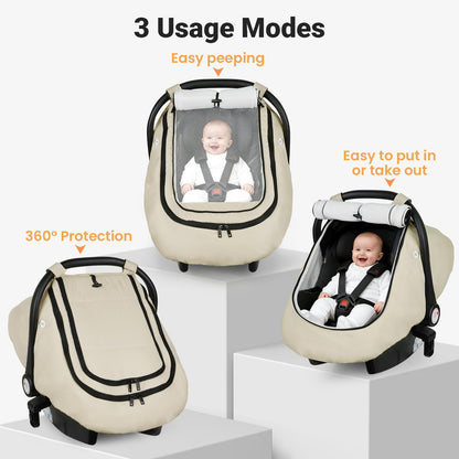 Car Seat Cover Baby, Infant Carseat Canopy for Winter Cold Weather