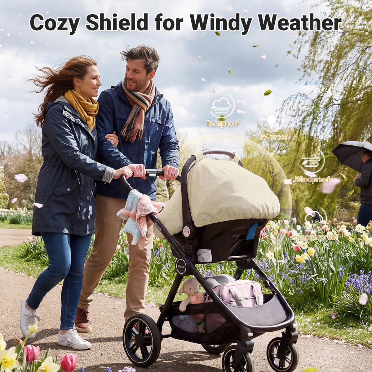 Car Seat Cover Baby, Infant Carseat Canopy for Winter Cold Weather