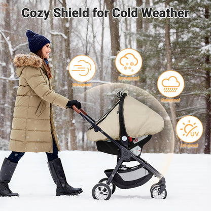 Car Seat Cover Baby, Infant Carseat Canopy for Winter Cold Weather