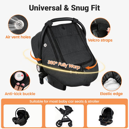 Car Seat Cover Baby, Infant Carseat Canopy for Winter Cold Weather