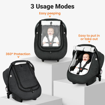 Car Seat Cover Baby, Infant Carseat Canopy for Winter Cold Weather