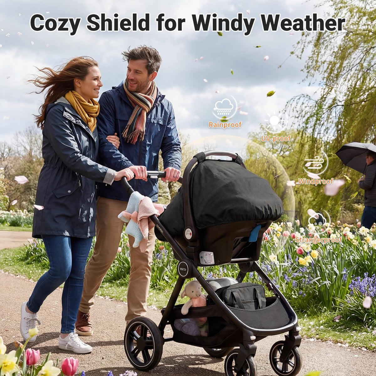 Car Seat Cover Baby, Infant Carseat Canopy for Winter Cold Weather