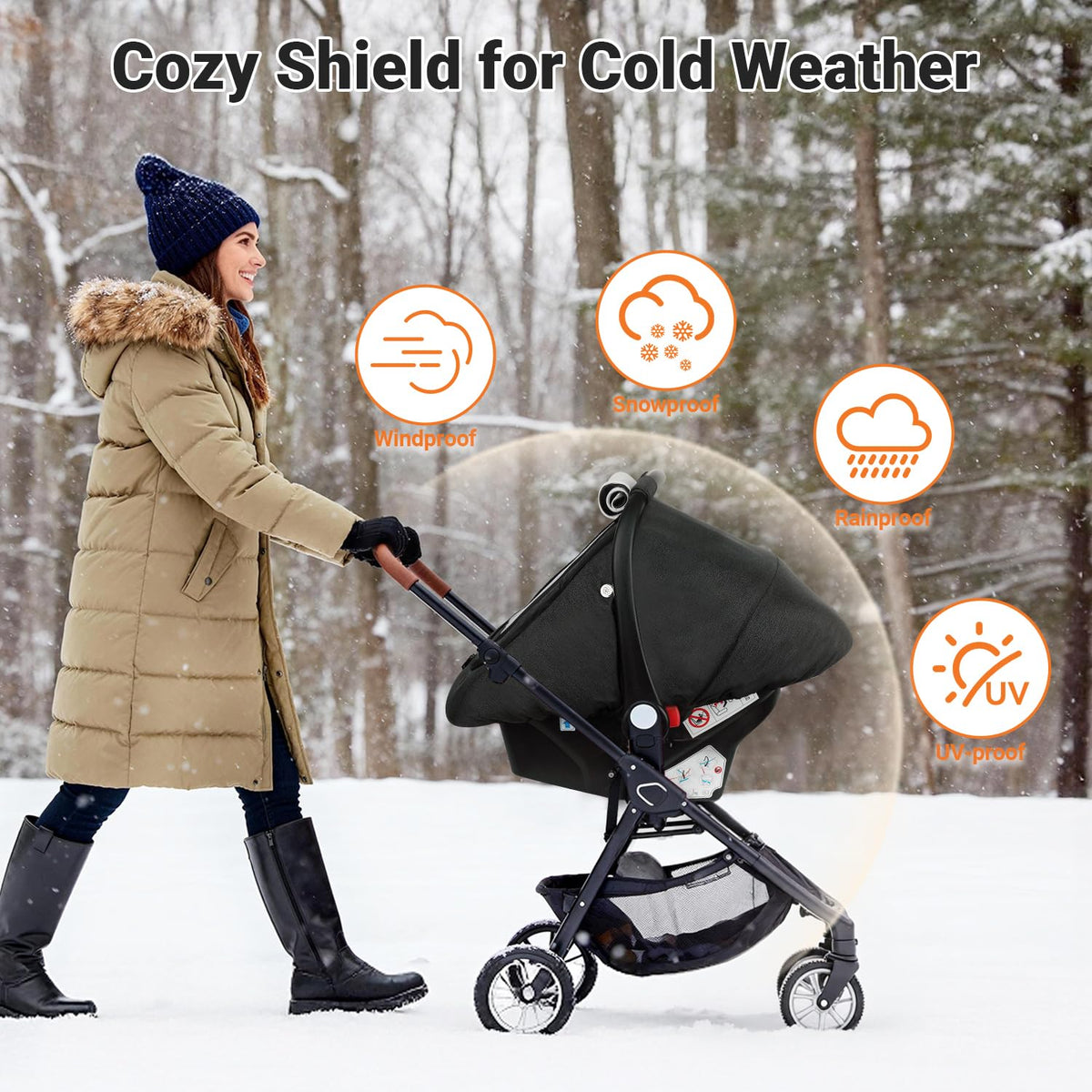 Car Seat Cover Baby, Infant Carseat Canopy for Winter Cold Weather