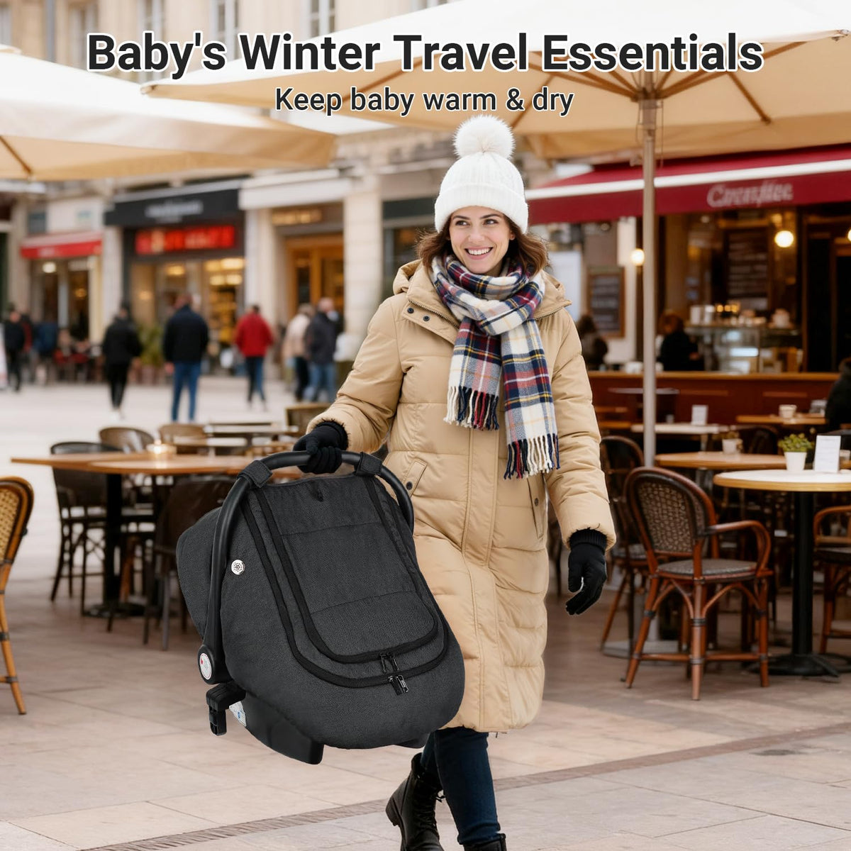 Car Seat Cover Baby, Infant Carseat Canopy for Winter Cold Weather