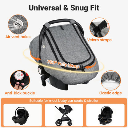 Car Seat Cover Baby, Infant Carseat Canopy for Winter Cold Weather