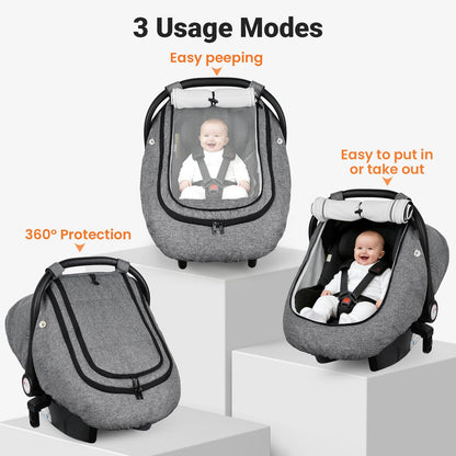 Car Seat Cover Baby, Infant Carseat Canopy for Winter Cold Weather