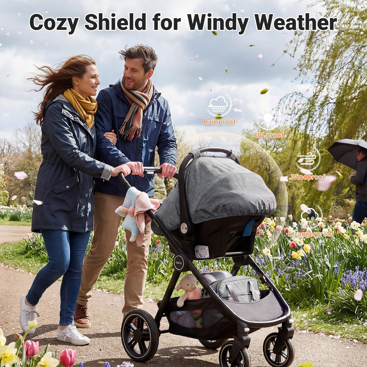 Car Seat Cover Baby, Infant Carseat Canopy for Winter Cold Weather