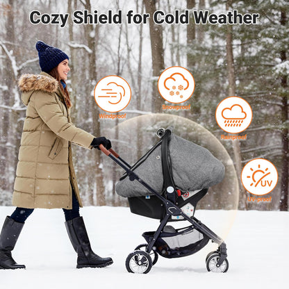 Car Seat Cover Baby, Infant Carseat Canopy for Winter Cold Weather