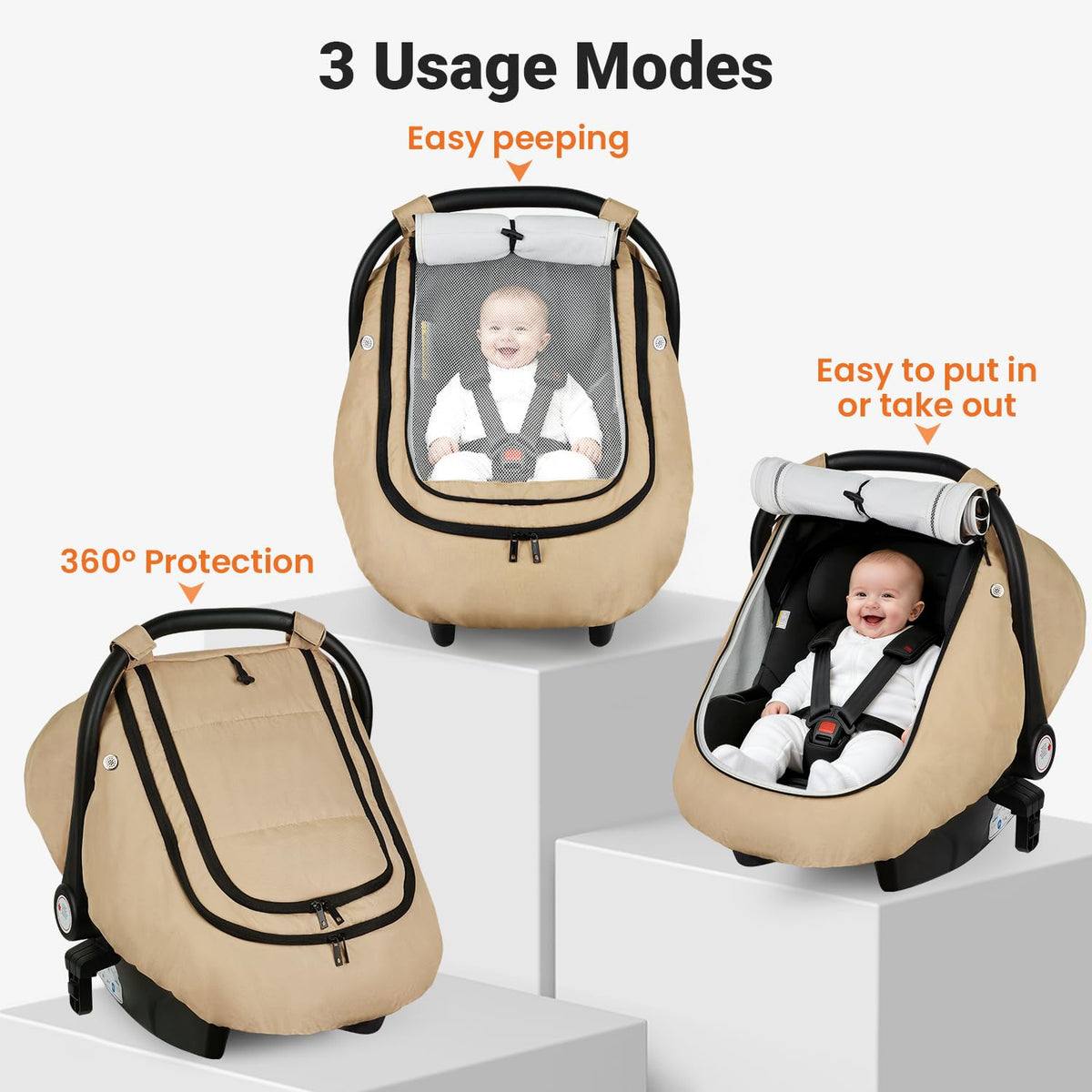 Car Seat Cover Baby, Infant Carseat Canopy for Winter Cold Weather