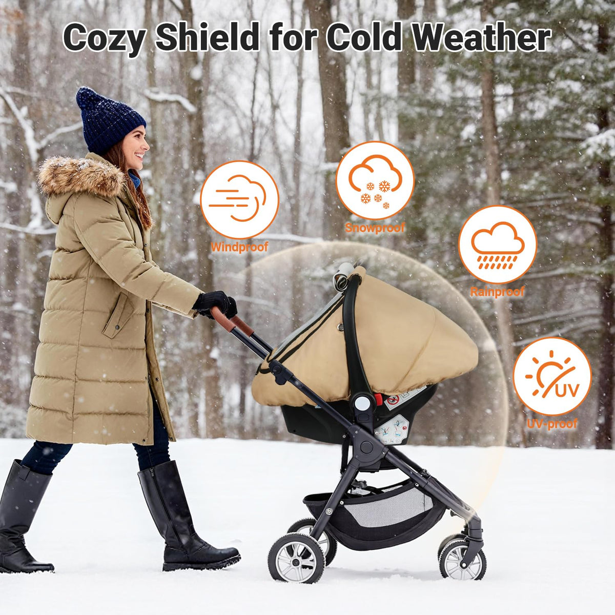 Car Seat Cover Baby, Infant Carseat Canopy for Winter Cold Weather