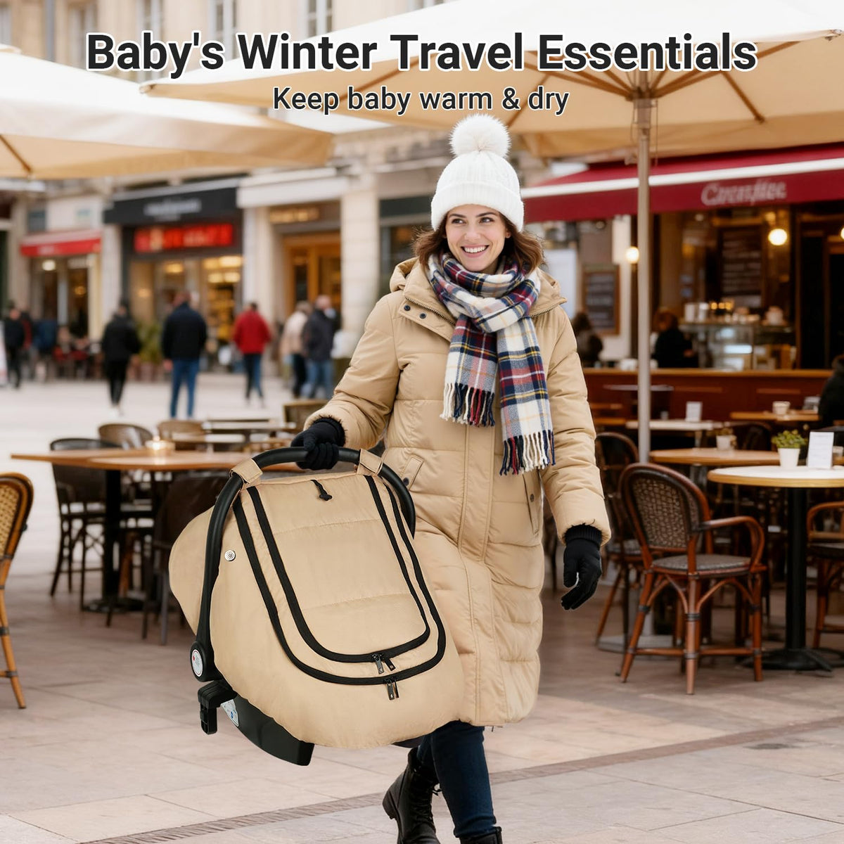Car Seat Cover Baby, Infant Carseat Canopy for Winter Cold Weather