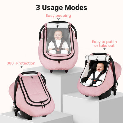 Car Seat Cover Baby, Infant Carseat Canopy for Winter Cold Weather