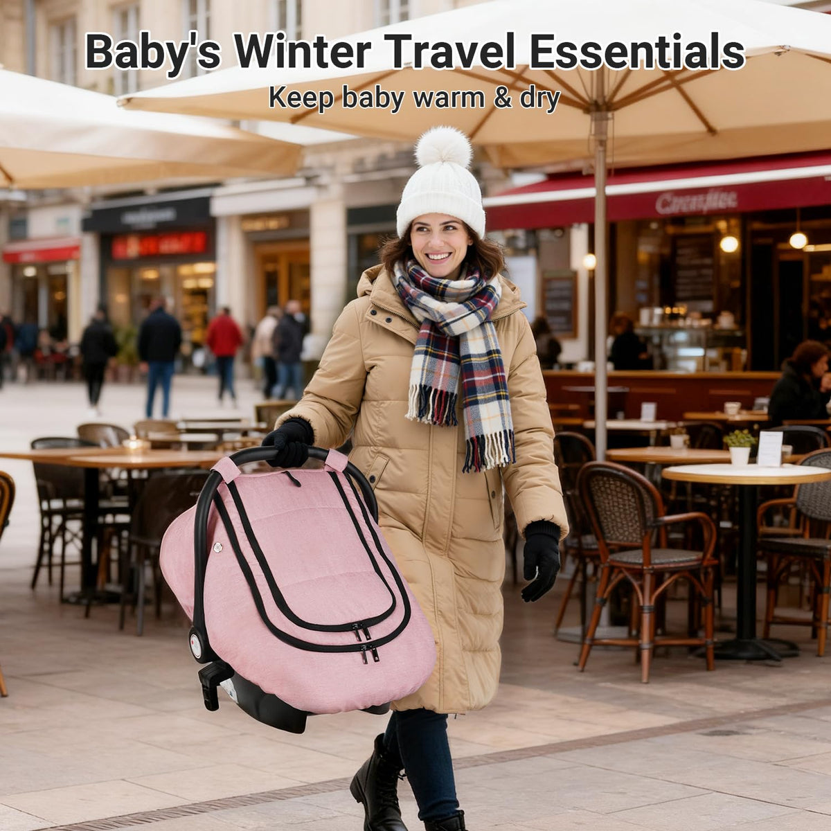 Car Seat Cover Baby, Infant Carseat Canopy for Winter Cold Weather