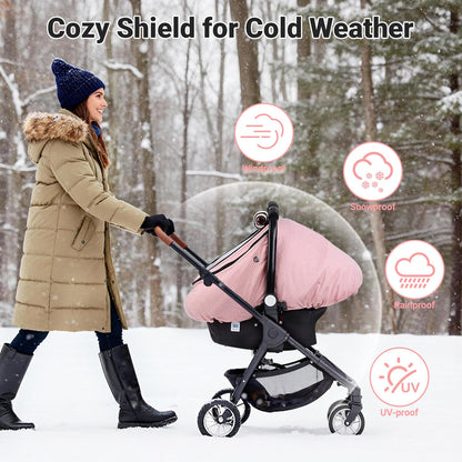 Car Seat Cover Baby, Infant Carseat Canopy for Winter Cold Weather