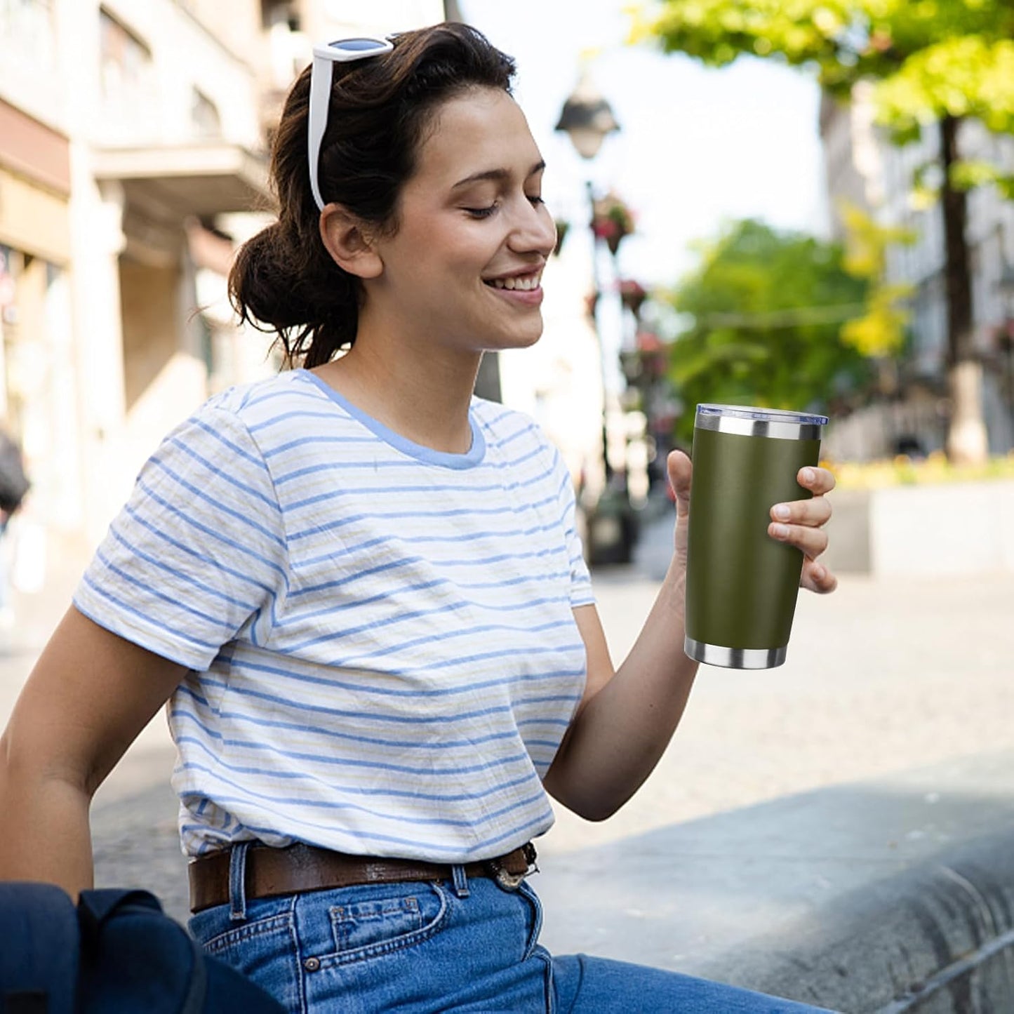 20oz Tumbler with Straw and Brush, Stainless Steel Vacuum Insulated tumbler, Double Wall Insulated Coffee Tumbler for Outdoor, Home, Travel,Office (Matcha Green,1pcs)