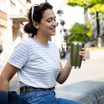 20oz Tumbler with Straw and Brush, Stainless Steel Vacuum Insulated tumbler, Double Wall Insulated Coffee Tumbler for Outdoor, Home, Travel,Office (Matcha Green,1pcs)