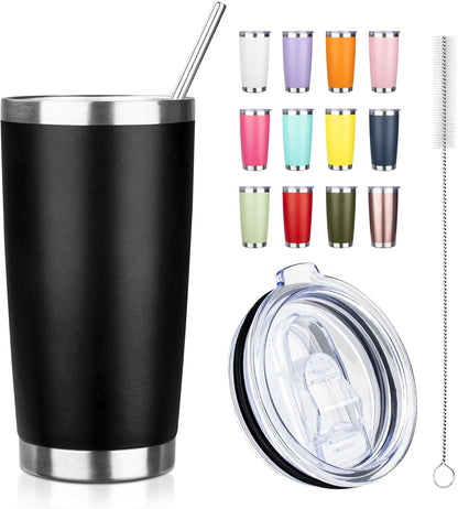 20oz Tumbler with Straw and Brush, Stainless Steel Vacuum Insulated tumbler, Double Wall Insulated Coffee Tumbler for Outdoor, Home, Travel,Office (Matcha Green,1pcs)