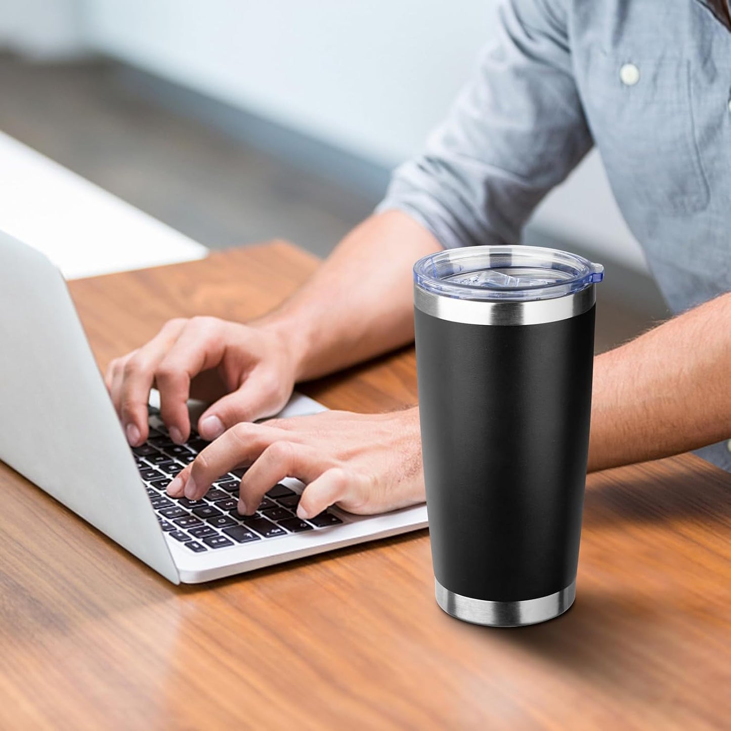20oz Tumbler with Straw and Brush, Stainless Steel Vacuum Insulated tumbler, Double Wall Insulated Coffee Tumbler for Outdoor, Home, Travel,Office (Matcha Green,1pcs)