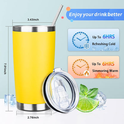 20oz Tumbler with Straw and Brush, Stainless Steel Vacuum Insulated tumbler, Double Wall Insulated Coffee Tumbler for Outdoor, Home, Travel,Office (Matcha Green,1pcs)