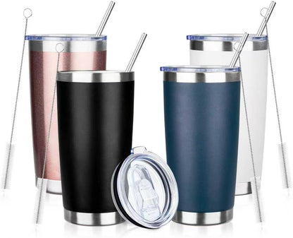 20oz Tumbler with Straw and Brush, Stainless Steel Vacuum Insulated tumbler, Double Wall Insulated Coffee Tumbler for Outdoor, Home, Travel,Office (Matcha Green,1pcs)