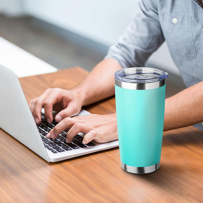 20oz Tumbler with Straw and Brush, Stainless Steel Vacuum Insulated tumbler, Double Wall Insulated Coffee Tumbler for Outdoor, Home, Travel,Office (Matcha Green,1pcs)