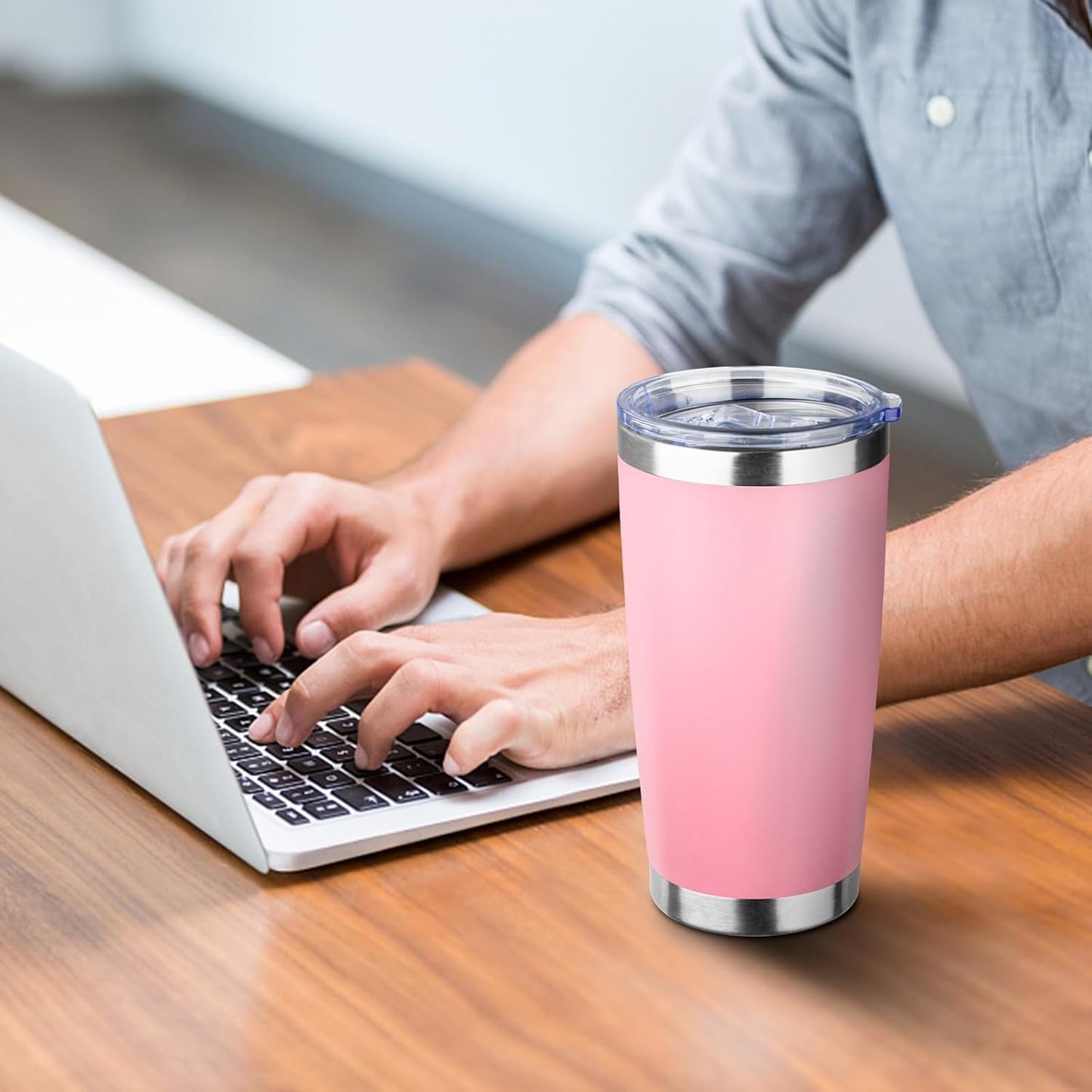 20oz Tumbler with Straw and Brush, Stainless Steel Vacuum Insulated tumbler, Double Wall Insulated Coffee Tumbler for Outdoor, Home, Travel,Office (Matcha Green,1pcs)