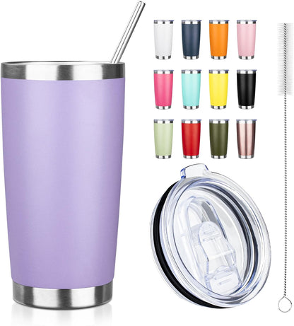20oz Tumbler with Straw and Brush, Stainless Steel Vacuum Insulated tumbler, Double Wall Insulated Coffee Tumbler for Outdoor, Home, Travel,Office (Matcha Green,1pcs)