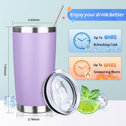 20oz Tumbler with Straw and Brush, Stainless Steel Vacuum Insulated tumbler, Double Wall Insulated Coffee Tumbler for Outdoor, Home, Travel,Office (Matcha Green,1pcs)
