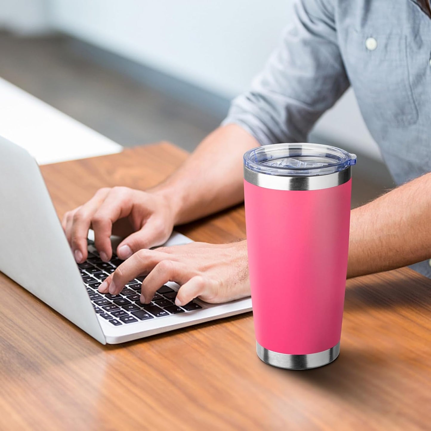 20oz Tumbler with Straw and Brush, Stainless Steel Vacuum Insulated tumbler, Double Wall Insulated Coffee Tumbler for Outdoor, Home, Travel,Office (Matcha Green,1pcs)