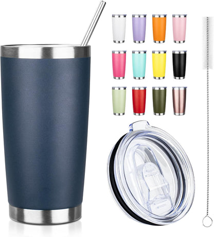 20oz Tumbler with Straw and Brush, Stainless Steel Vacuum Insulated tumbler, Double Wall Insulated Coffee Tumbler for Outdoor, Home, Travel,Office (Matcha Green,1pcs)