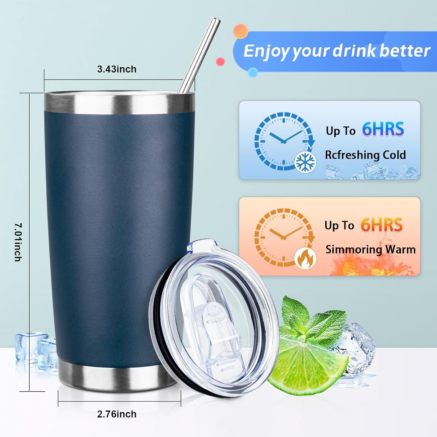 20oz Tumbler with Straw and Brush, Stainless Steel Vacuum Insulated tumbler, Double Wall Insulated Coffee Tumbler for Outdoor, Home, Travel,Office (Matcha Green,1pcs)