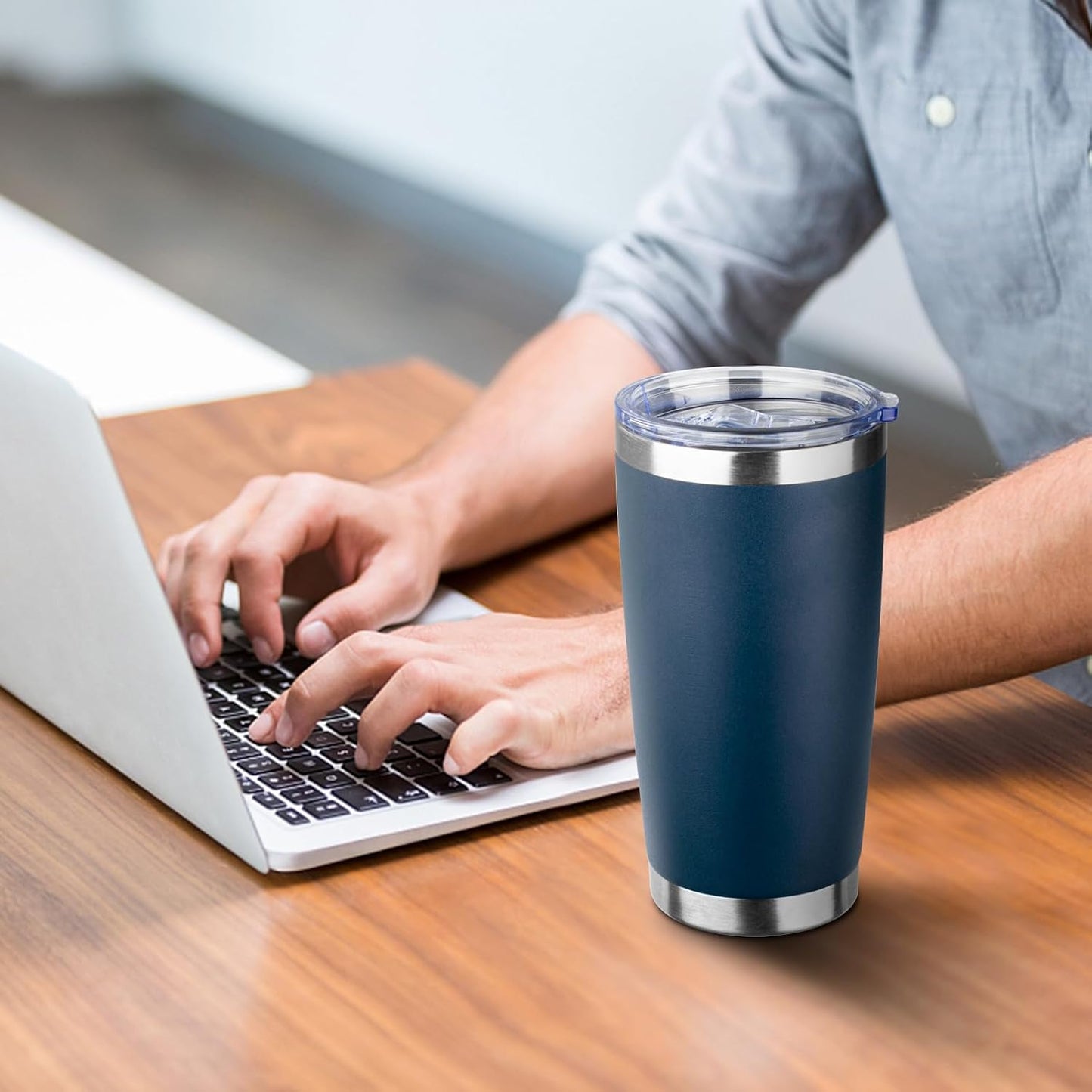 20oz Tumbler with Straw and Brush, Stainless Steel Vacuum Insulated tumbler, Double Wall Insulated Coffee Tumbler for Outdoor, Home, Travel,Office (Matcha Green,1pcs)