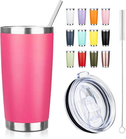 20oz Tumbler with Straw and Brush, Stainless Steel Vacuum Insulated tumbler, Double Wall Insulated Coffee Tumbler for Outdoor, Home, Travel,Office (Matcha Green,1pcs)