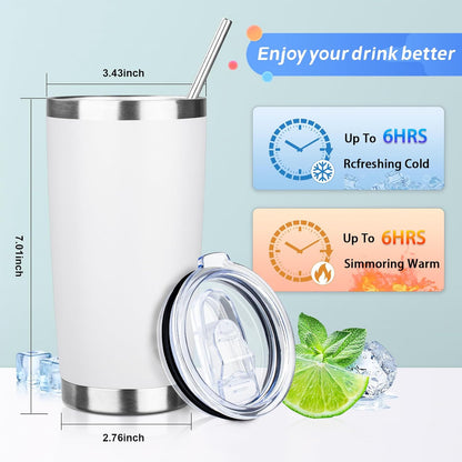 20oz Tumbler with Straw and Brush, Stainless Steel Vacuum Insulated tumbler, Double Wall Insulated Coffee Tumbler for Outdoor, Home, Travel,Office (Matcha Green,1pcs)