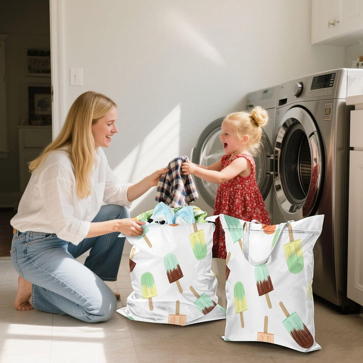 Ice Cream Waterproof Travel Laundry Bag Easy Care 2-piece