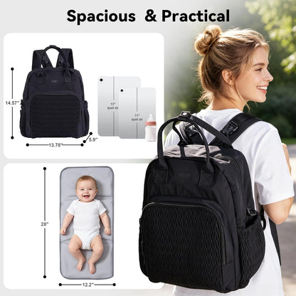 Large Capacity Diaper Bag Backpack with Insulated Pockets,Black