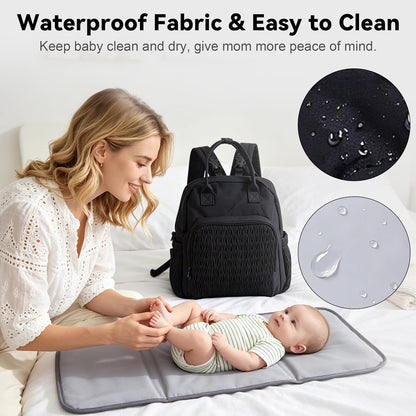 Large Capacity Diaper Bag Backpack with Insulated Pockets,Black
