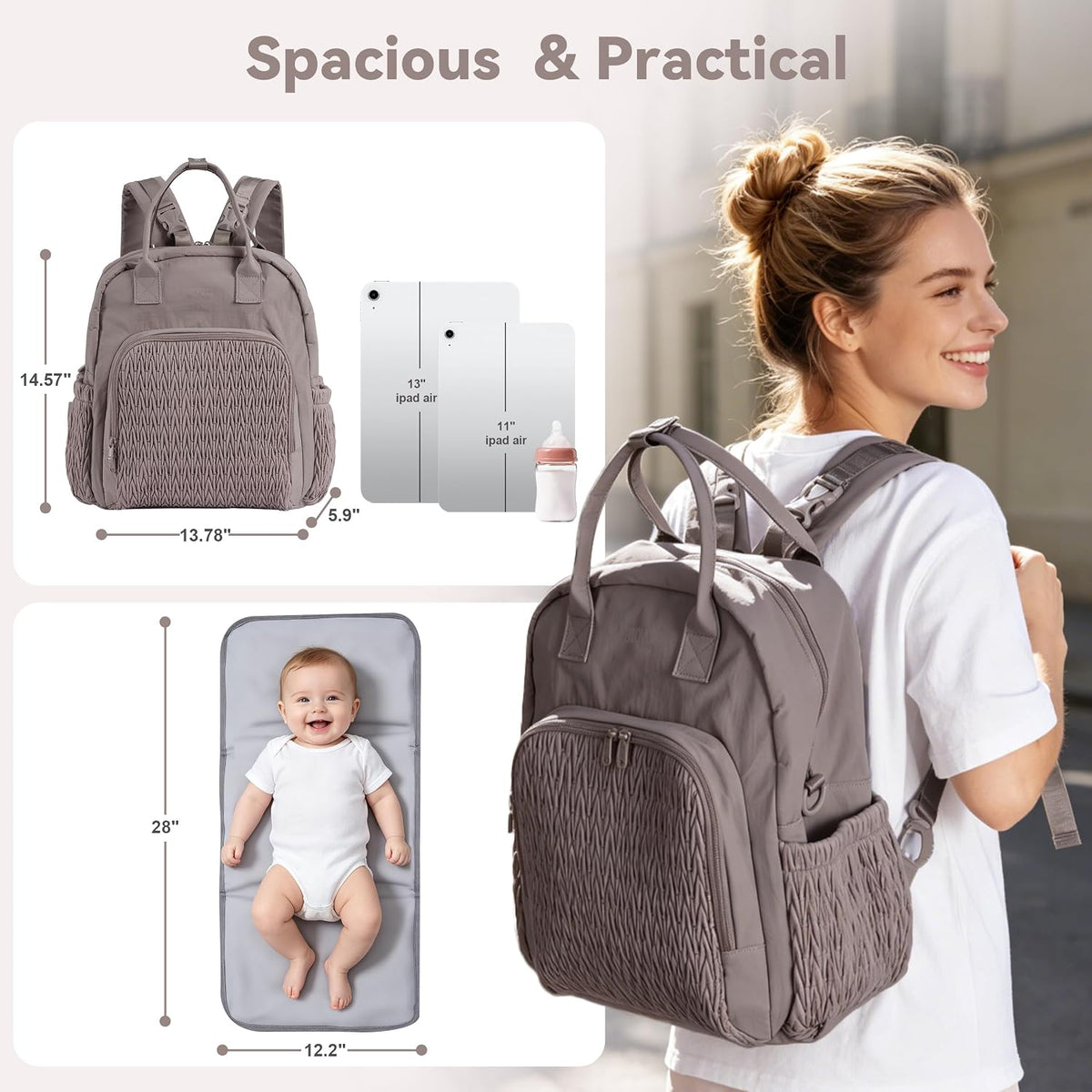 Large Capacity Diaper Bag Backpack with Insulated Pockets,Black