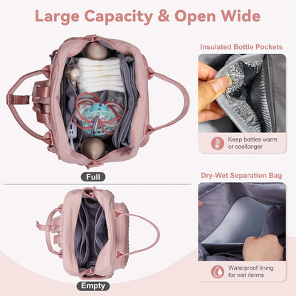 Large Capacity Diaper Bag Backpack with Insulated Pockets,Black